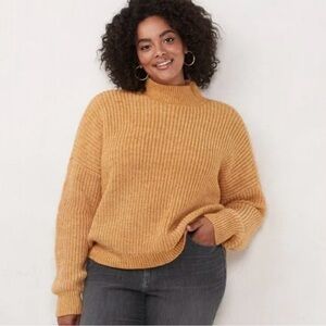 LC Lauren Conrad Mustard Funnel Neck  Sweater